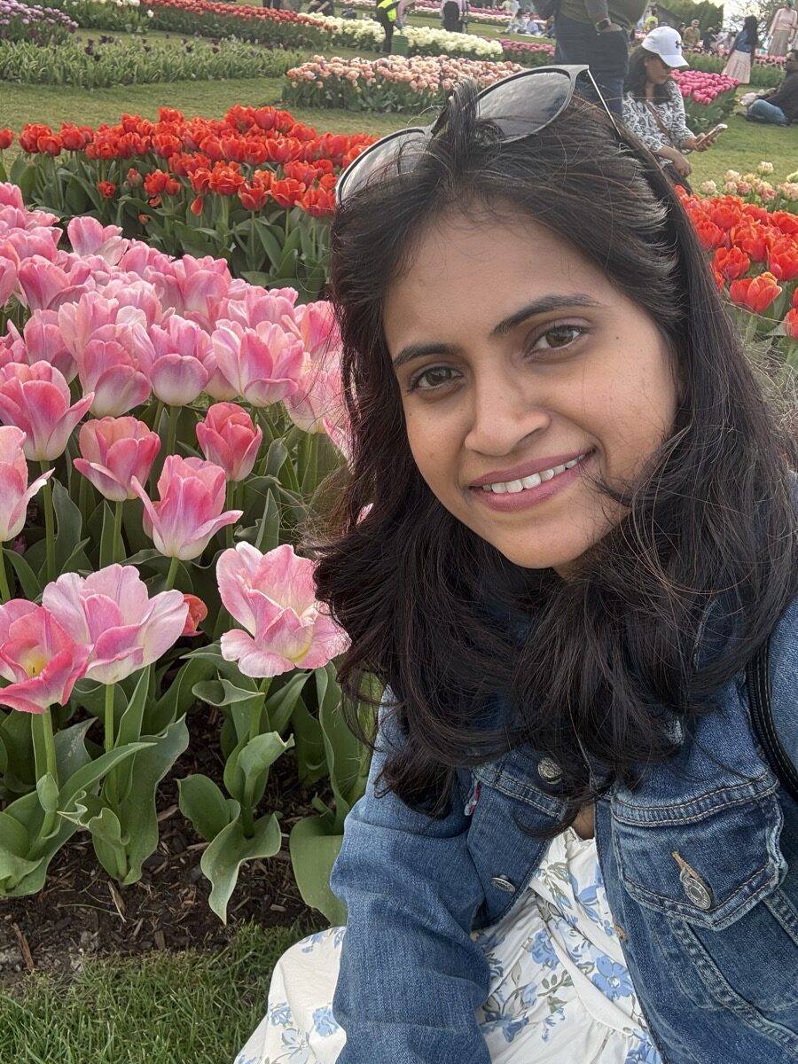 Janani with tulips